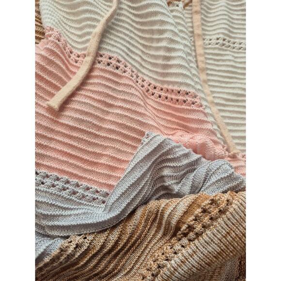 Womens L Hoodie, lightweight Heathered Brown/White/Pink/Gray stripe - Picture 7 of 7